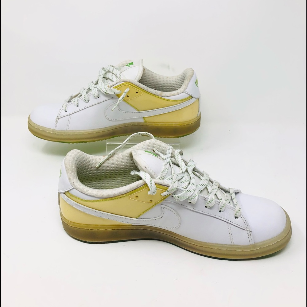 Nike Court Royale Lime Sneakers / Running Shoes 336125-111 - White Leather Sz 9